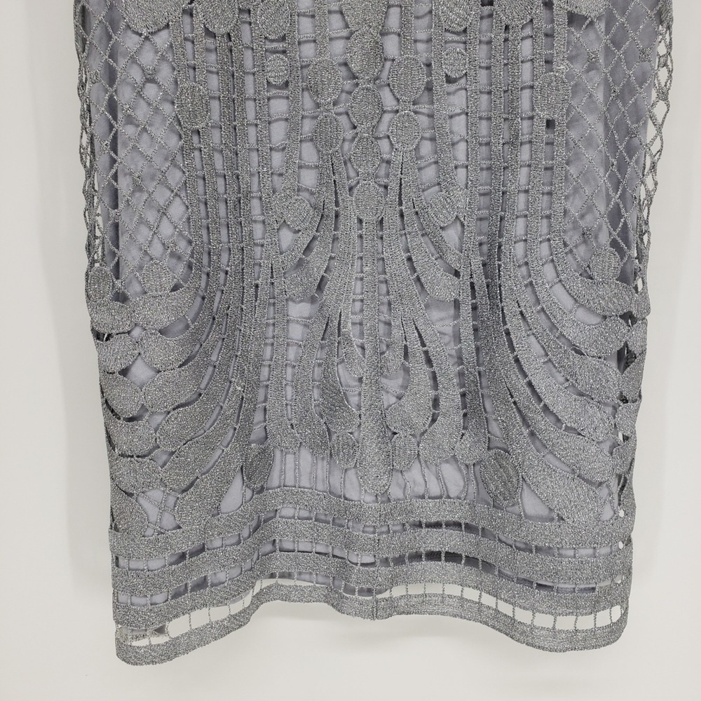 Express Metallic Crochet Tank Top Women Small Silver Scoop Neck Sleeveless New - Picture 6 of 9